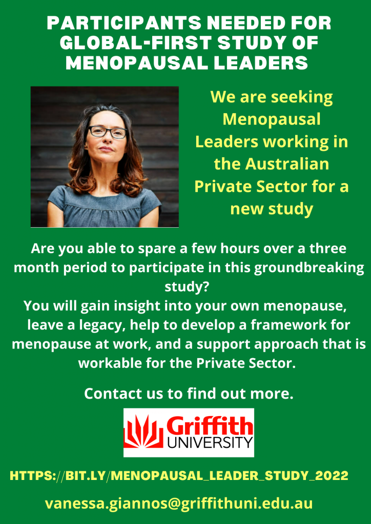 PARTICIPANTS NEEDED FOR GLOBAL-FIRST STUDY OF MENOPAUSAL LEADERS