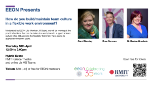 Event Title Slide including pics of Speakers and QR booking Code